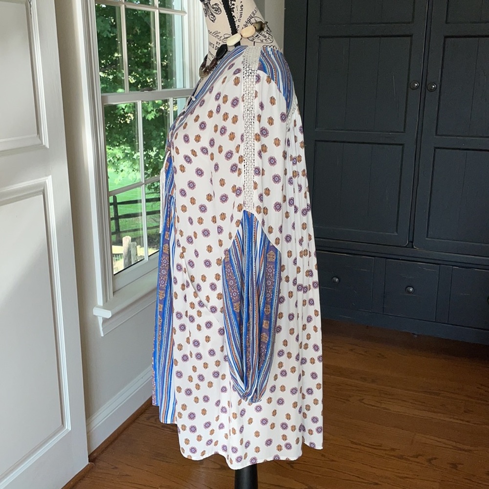 Free People Long Sleeve Lace Up Boho Dress - Picture 6 of 12